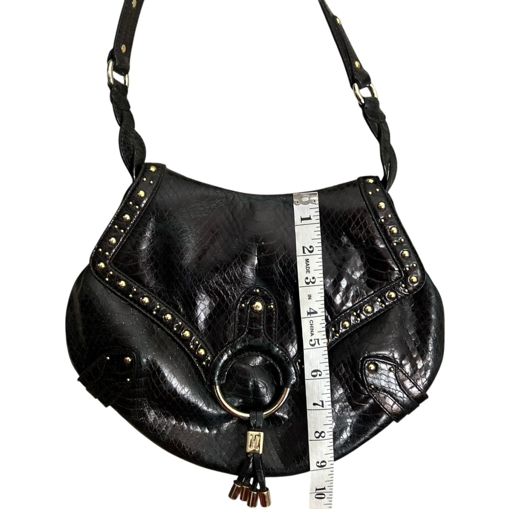 ๐ COLE HAAN Dark Dark Brown Embossed Leather Hobo Bag ๐ - Picture 13 of 14